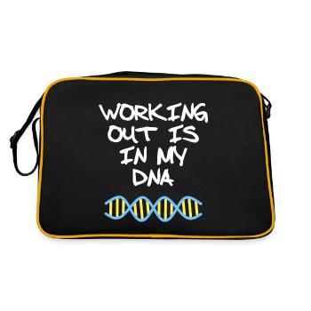 Working out is in my DNA fitness quote - Retro Bag - black/gold - Back