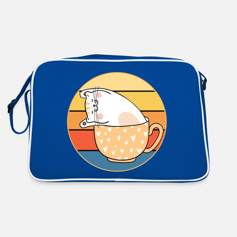 Drôle mignon Kawaii chat visage rétro coucher de soleil Sac Retro