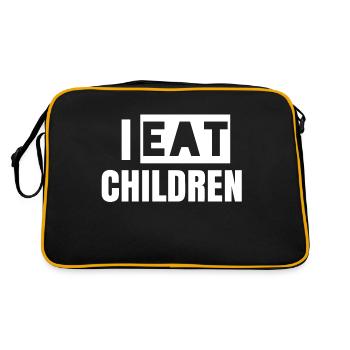 Ich esse Kinder Meme Zitat, lustiger Witz - Retro Tasche - Schwarz/Gold - Hinten