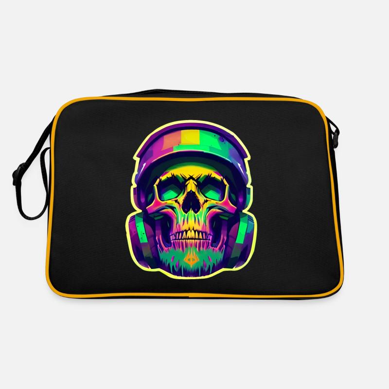Bunter bärtiger Totenkopf Retro Tasche