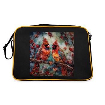 Vögel - Retro Tasche - Schwarz/Gold - Hinten