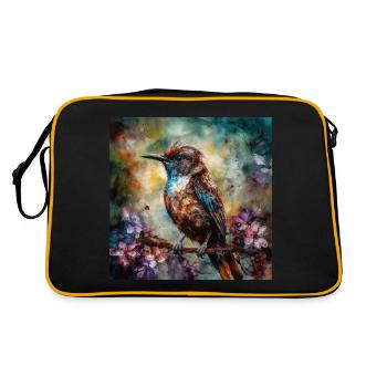 Vogel - Retro Tasche - Schwarz/Gold - Hinten
