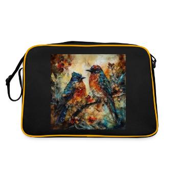 Vögel - Retro Tasche - Schwarz/Gold - Hinten