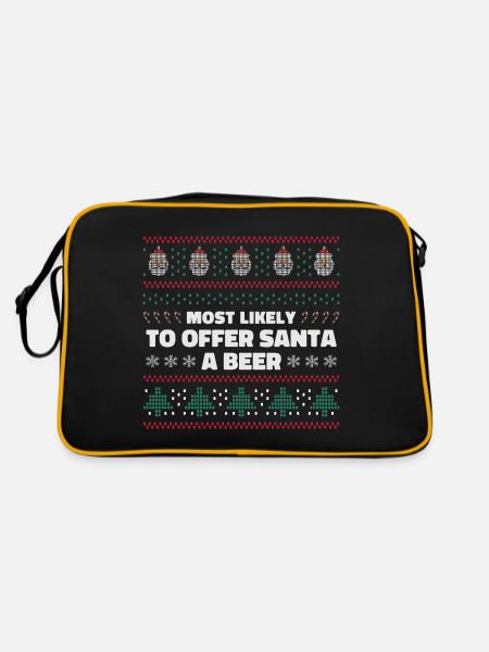 Most likely to offer Santa a beer - Retro Bag - black/gold - Back