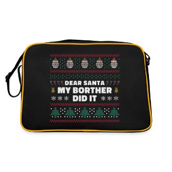 Dear Santa My brother did it - Retro Bag - black/gold - Back