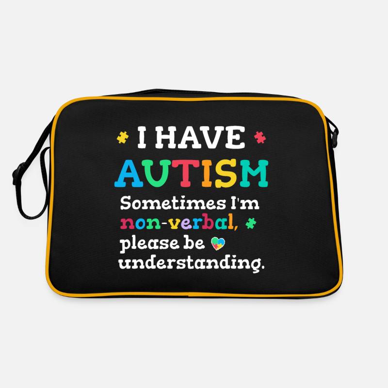 Nonverbaler Autismus - Retro Tasche - Schwarz/Gold
