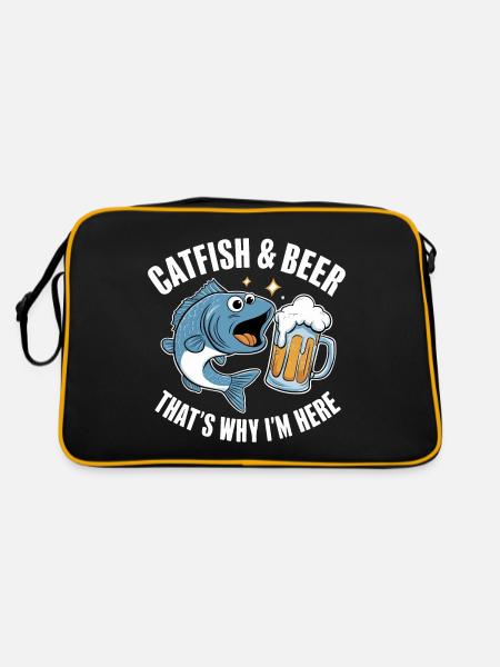 Catfish and beer, That's why I'm here - Retro Bag - black/gold - Back