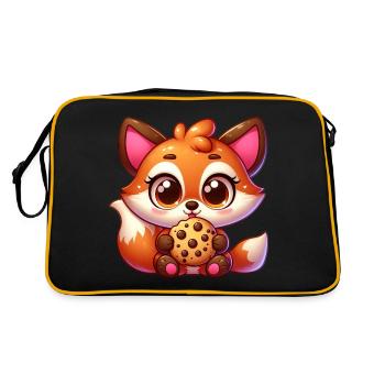 Cute Fox Cookie Cookie Cartoon - Retro Bag - black/gold - Back