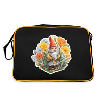 Dwarf in a flower meadow - Retro Bag - black/gold - Back