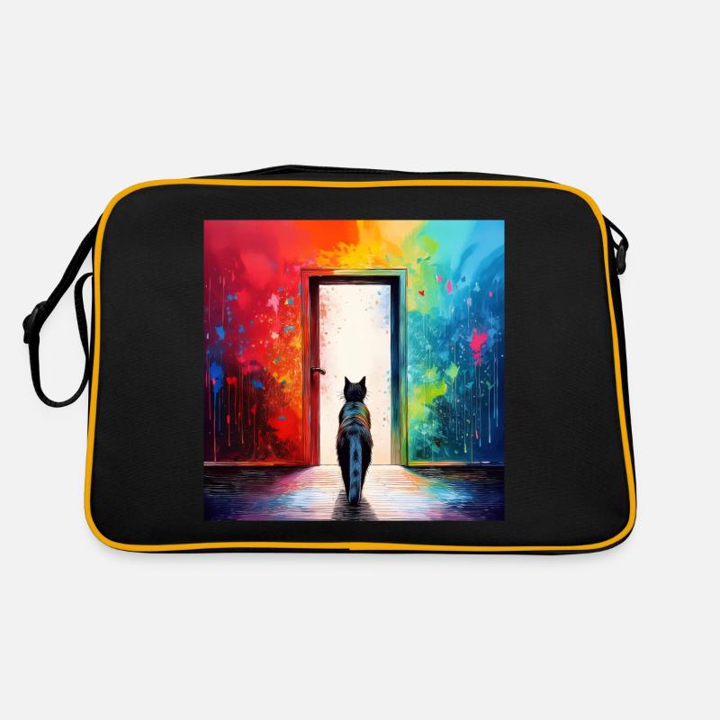 Un chat devant une porte vitrée Sac Retro