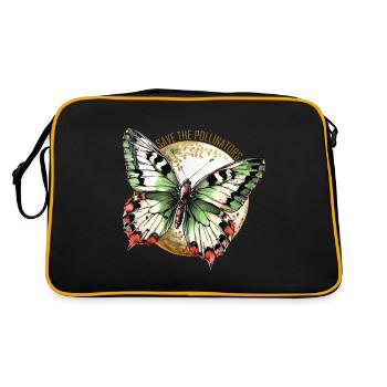 Save the Pollinators - Green Butterfly - Retro Bag - black/gold - Back