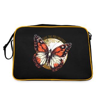 Save the Pollinators - Orange Butterfly - Retro Bag - black/gold - Back
