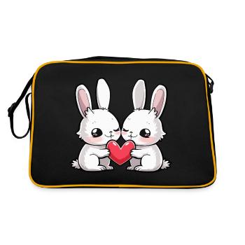 Couple de lapins amoureux Coeur de Pâques - Sac Retro - noir/or - Dos