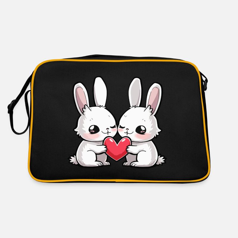 Bunny Couple In Love Easter Heart Retro Bag