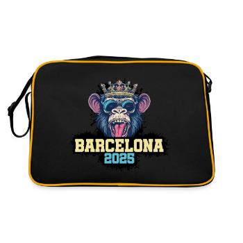 Barcelona 2025 Affe - Retro Tasche - Schwarz/Gold - Hinten