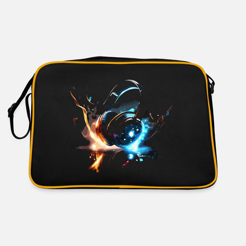 Headphones Glowing Space Design - Retro Tasche - Schwarz/Gold