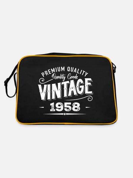 Jahrgang 1958 Original Retro Vintage Jubiläum - Retro Tasche - Schwarz/Gold - Hinten