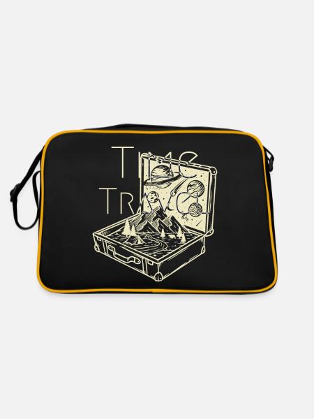 Time (to) Travel - Surrealistic Traveller Artwork - Retro Bag - black/gold - Back