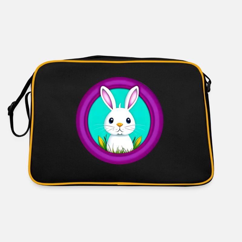 Hase Weiss lila Osterhase Retro Tasche