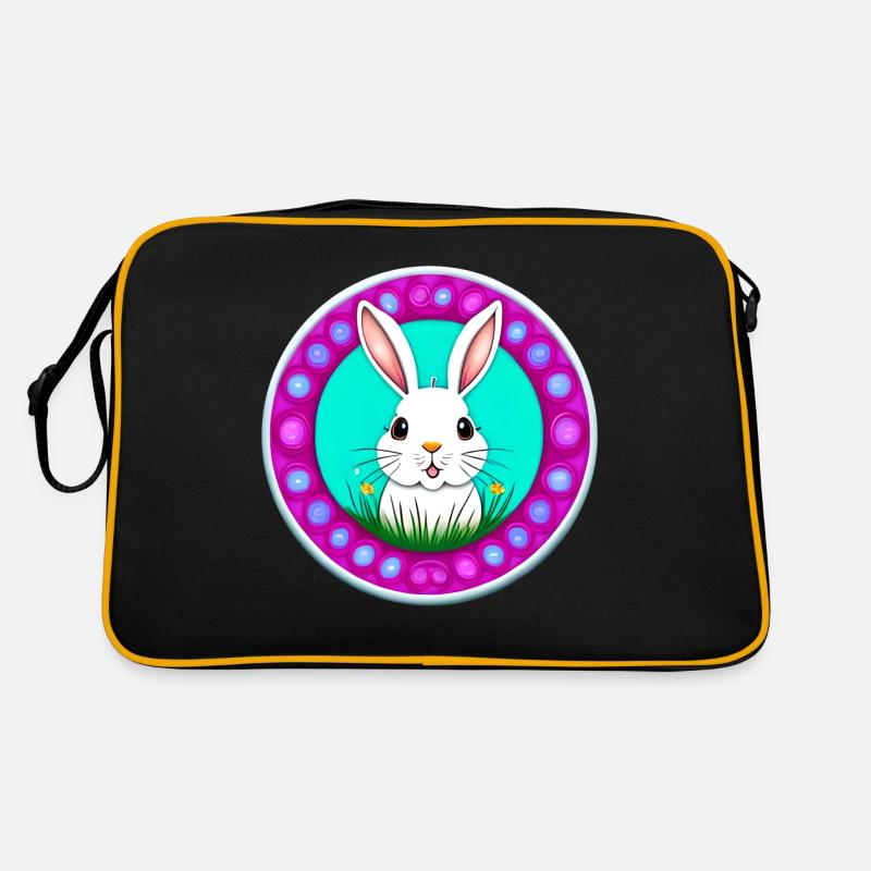 Weiss Hase Osterhase Blumenwiese Retro Tasche