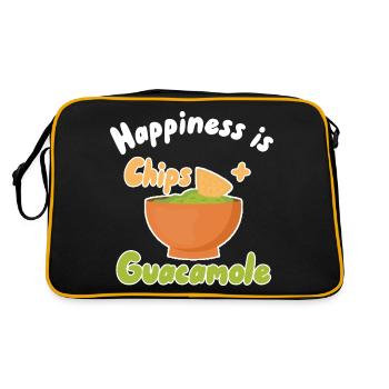 Glück ist Chips + Guacamole - Retro Tasche - Schwarz/Gold - Hinten