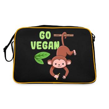 Monkey design for proud vegans - Retro Bag - black/gold - Back