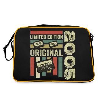 Vintage 2005 - Retro Geburtstagsspruch 2005 - Retro Tasche - Schwarz/Gold - Hinten