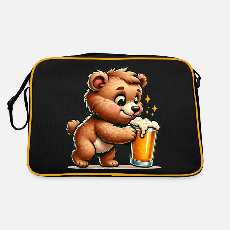Cute Bear Drinking Beer Retro Tasche