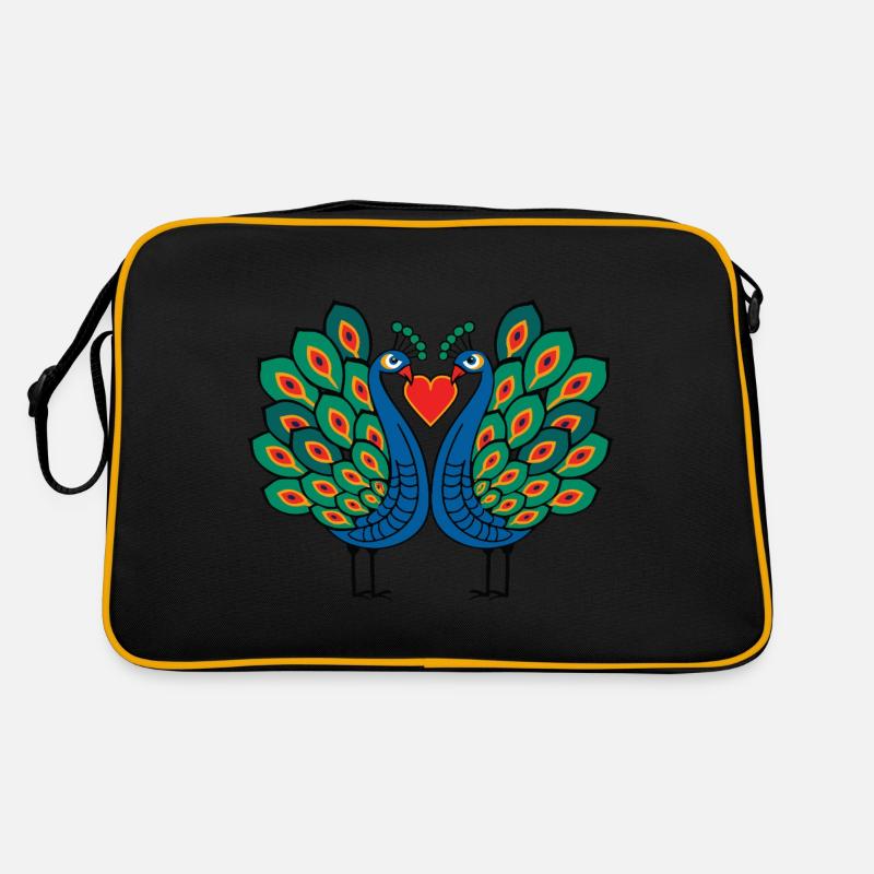 Couple d’oiseau paon e Saint-Valentin Sac Retro