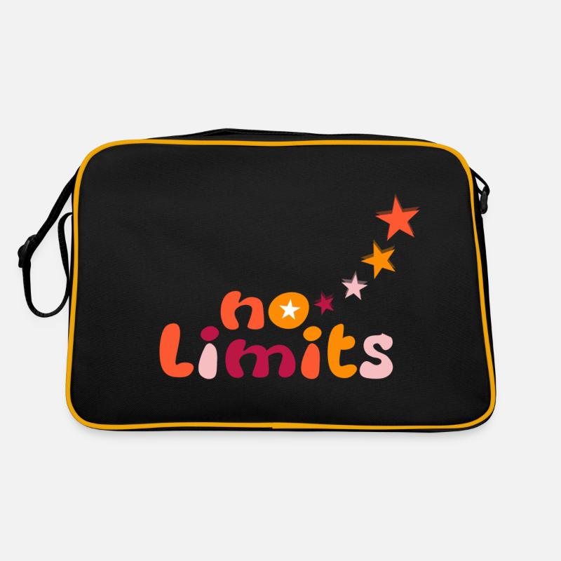 No limits in gelb orange rot - Retro Tasche - Schwarz/Gold