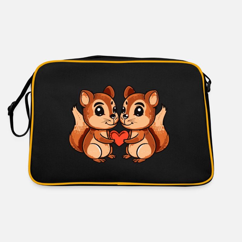 Eichhörnchen Paar Herz Retro Tasche