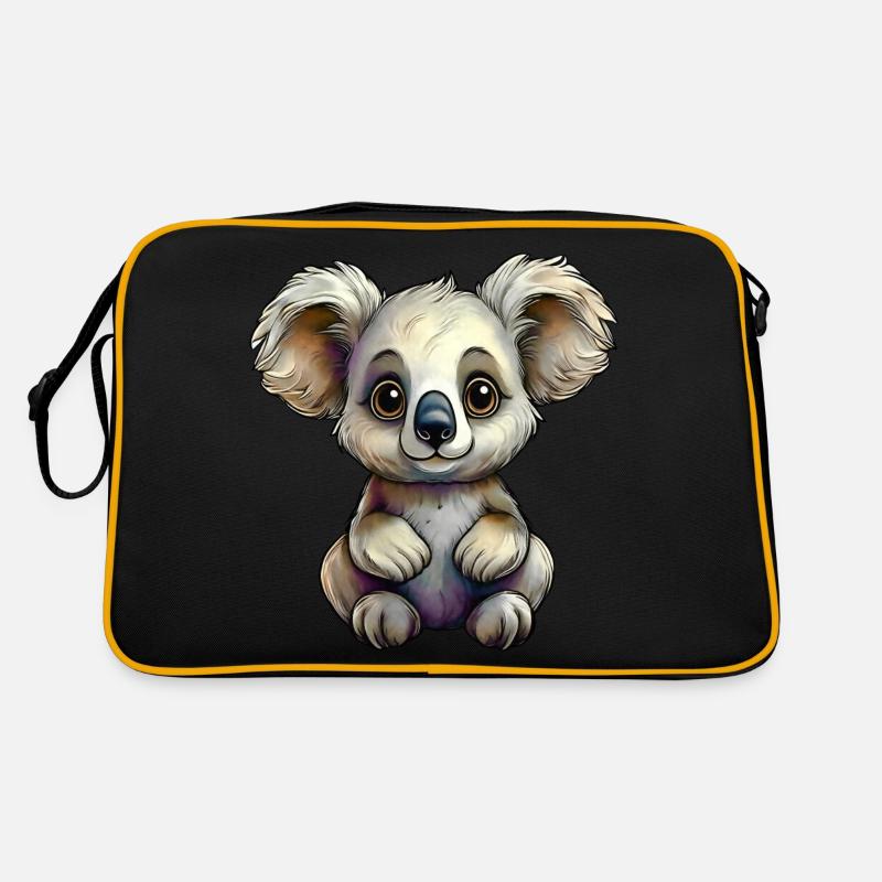Winziger Koala - Retro Tasche - Schwarz/Gold