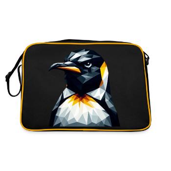 Geometric Penguin Polygon Math Art - Retro Bag - black/gold - Back