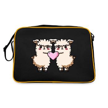 Alpaga Lama Couple Coeur - Sac Retro - noir/or - Dos