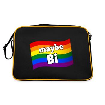 Maybe Bi Maybe Bisexual rainbow flag LGBTQ pride - Retro Bag - black/gold - Back
