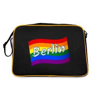 Gay Pride Berlin Germany rainbow flag LGBT LGBTQ - Retro Bag - black/gold - Back