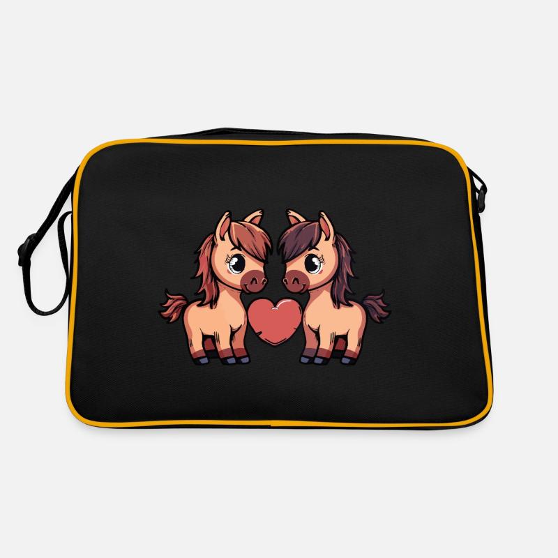 Pferd Paar Herz Retro Tasche