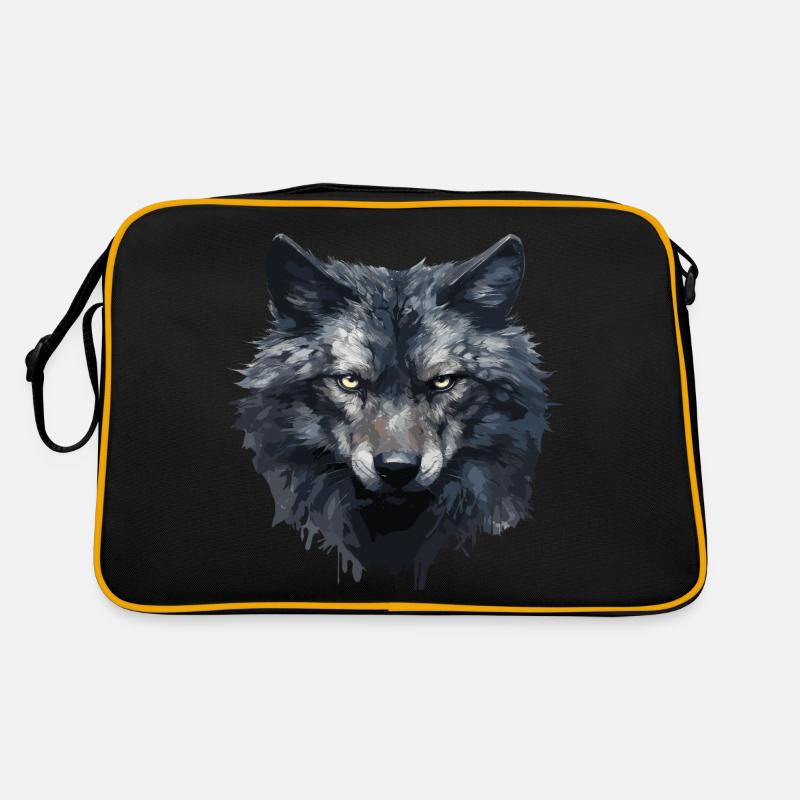 Cooles Wolfs Design Retro Tasche