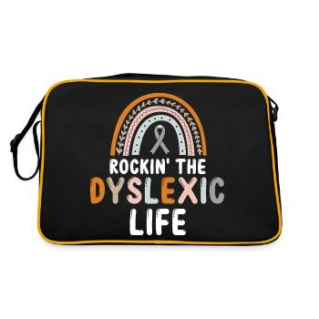 Dyslexia Awareness and Dyslexia Teachers - Retro Bag - black/gold - Back
