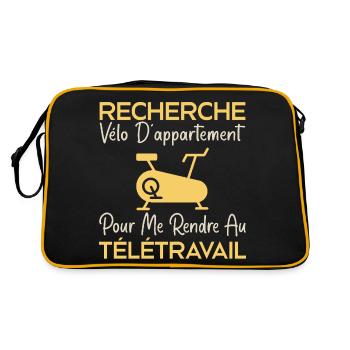 Telecommuting, work humor, office humor - Retro Bag - black/gold - Back