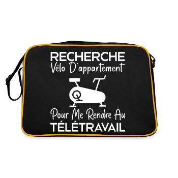 Telecommuting, work humor, office humor - Retro Bag - black/gold - Back
