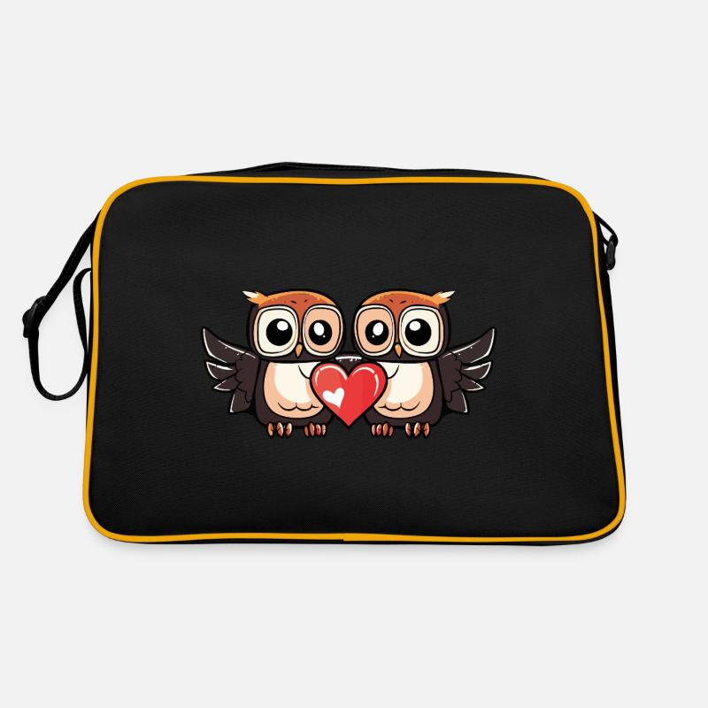 Eule Paar Herz Retro Tasche