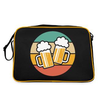 2 Maßkrüge stoßen an, Prosit! (Bier / Sonne / 5C) - Retro Tasche - Schwarz/Gold - Hinten