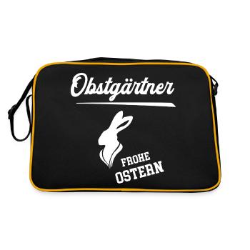 Obstgärtner Frohe Ostern Ostergeschenk Gärtner - Retro Tasche - Schwarz/Gold - Hinten