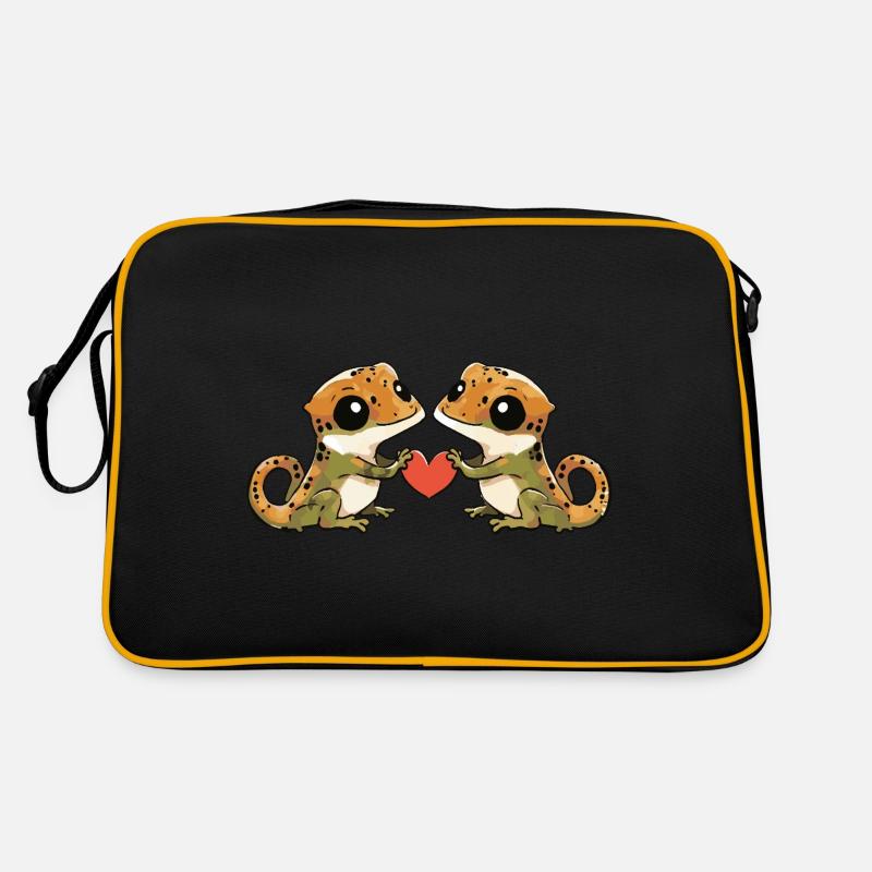 Eidechse Paar Verliebt Gecko Valentinstag Retro Tasche