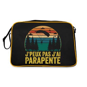 I Can't I Paraglider, Paraglider Gift - Retro Bag - black/gold - Back