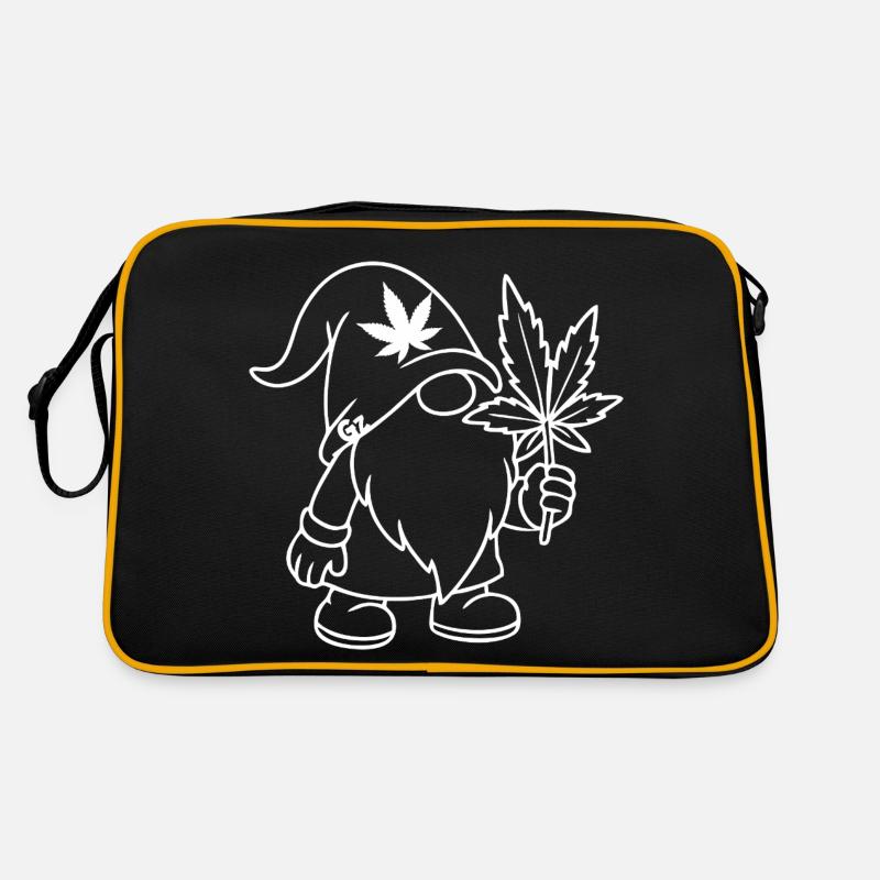 Süßer Hanf Gnom/Zwerg mit Cannabisblatt Retro Tasche