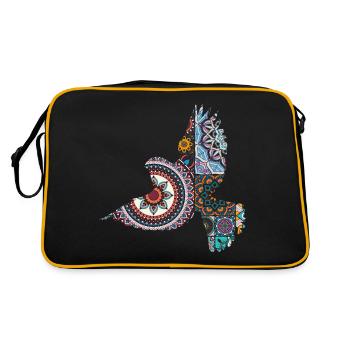 Dekorativer Vogel - Retro Tasche - Schwarz/Gold - Hinten