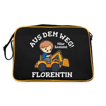 Florentin Vorname Bagger - Retro Tasche - Schwarz/Gold - Hinten