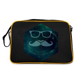 Mustache in Space - Retro Tasche - Schwarz/Gold - Hinten